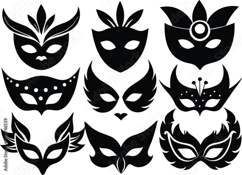 masquerade mask silhouette,masquerade mask  vector icon set