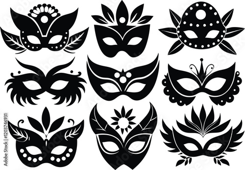 masquerade mask silhouette,masquerade mask  vector icon set