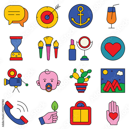 Modern Icons Flat Icon Set Isolated On White Background
