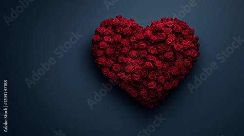 A heart-shaped arrangement of vibrant red roses on an isolated background, symbolizing love and affection for Valentine's Day. This vector illustration captures the essence of romance, featuring a bri photo