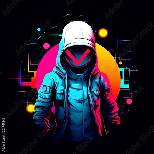 The mask man with abstract art creative style illustration 