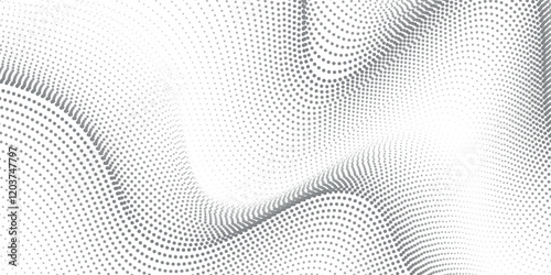 Abstract halftone wave dotted background. Futuristic twisted grunge pattern, dot, circles. Vector modern optical pop art texture for posters, business cards,