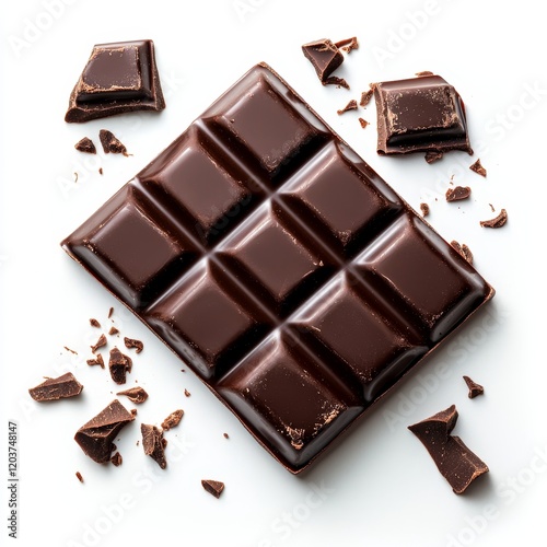 Isolated Chocolate on White Background, Elegant, Sweet Treat, Minimalist, Delicious Indulgence, Confectionery