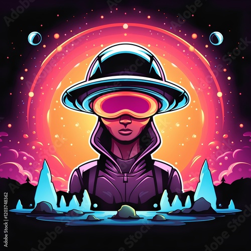 A person with space design creative style illustration 