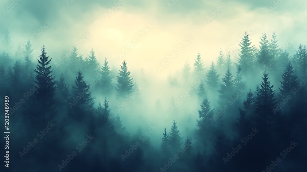 Misty Mountain Forest: An ethereal, dreamlike landscape unfolds, where a dense evergreen forest is shrouded in a mystical fog, creating an atmosphere of mystery and tranquility. Misty Mountain Forest: An ethereal, dreamlike landscape unfolds, where a dense evergreen forest is shrouded in a mystical fog, creating an atmosphere of mystery and tranquility.