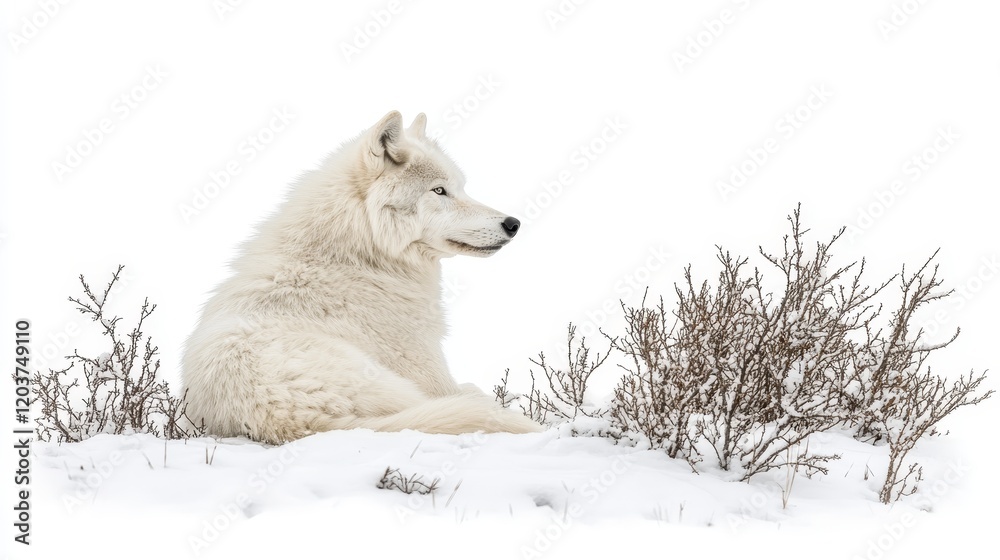 Fototapeta premium Isolated Wolf on White Background, Wild Animal, Nature, Strength, Freedom, Predator