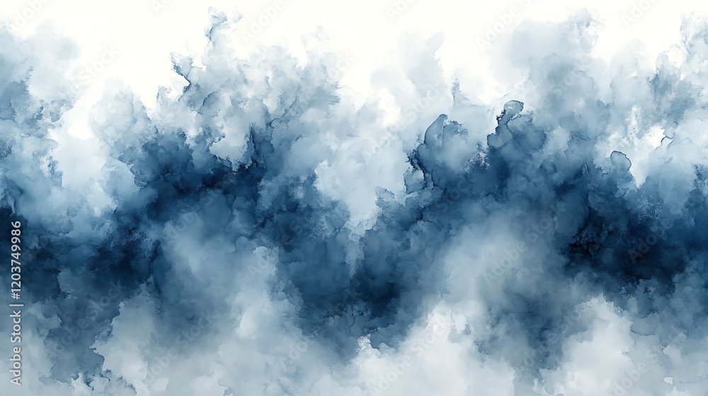 Obraz premium Abstract Blue Ink: A mesmerizing abstract background featuring a captivating swirls of blue and gray ink,evoking a sense of mystery and ethereal beauty.