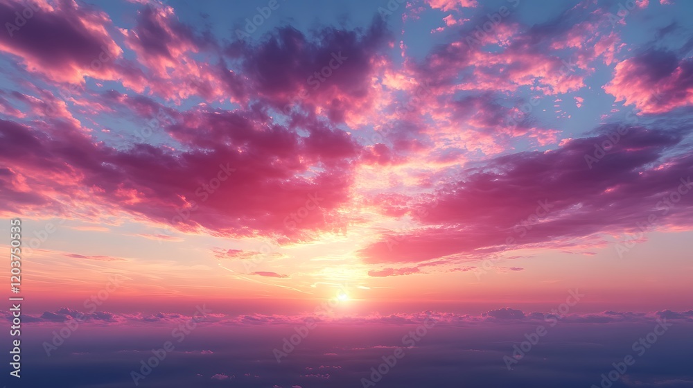 Pink Sunset Sky: A breathtaking panoramic view of a vibrant sunset, where the sky is ablaze with shades of pink, orange, and purple, creating a magical and serene atmosphere. Pink Sunset Sky: A breathtaking panoramic view of a vibrant sunset, where the sky is ablaze with shades of pink, orange, and purple, creating a magical and serene atmosphere.