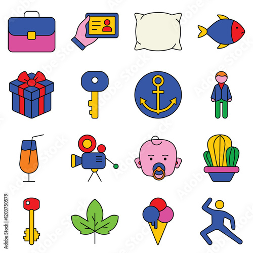 Modern Icons Flat Icon Set Isolated On White Background