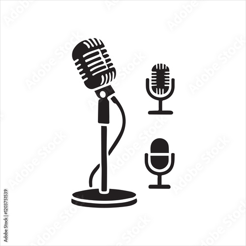retro microphone on white background