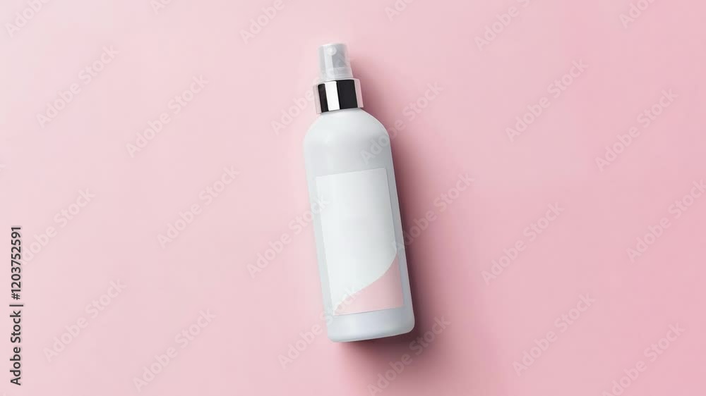 Minimalist Spray Bottle on Pink Backdrop with Clean Aesthetic Design Minimalist Spray Bottle on Pink Backdrop with Clean Aesthetic Design