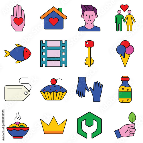 Modern Icons Flat Icon Set Isolated On White Background