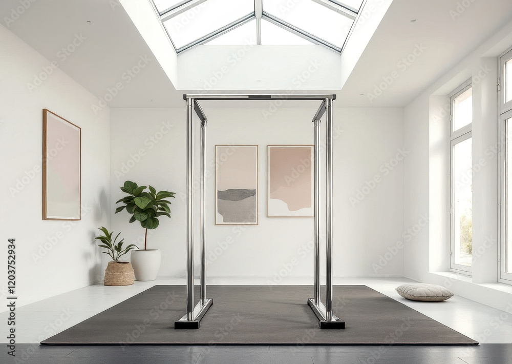 Fototapeta premium Contemporary home fitness space with modern exercise equipment for stylish interiors