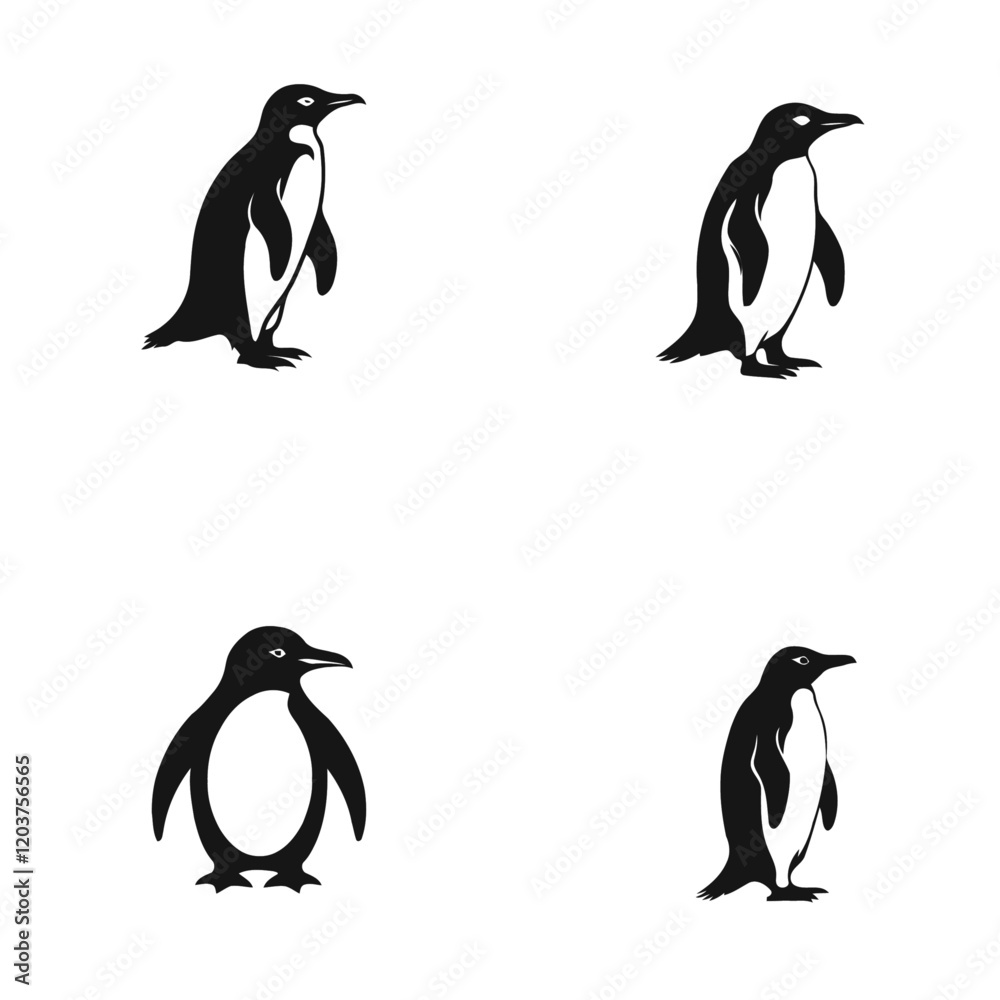Obraz premium Penguing vector icon set