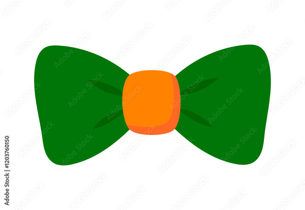 Saint Patrick's day. Green and orange bow. Irish lucky symbol. Ireland holiday. Flat Vector illustration isolated on white background Saint Patrick's day. Green and orange bow. Irish lucky symbol. Ireland holiday. Flat Vector illustration isolated on white background