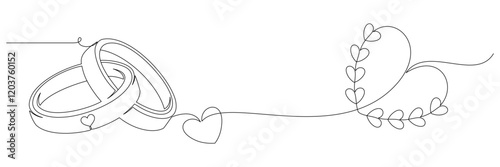 wedding ring line art style illustration vector 2