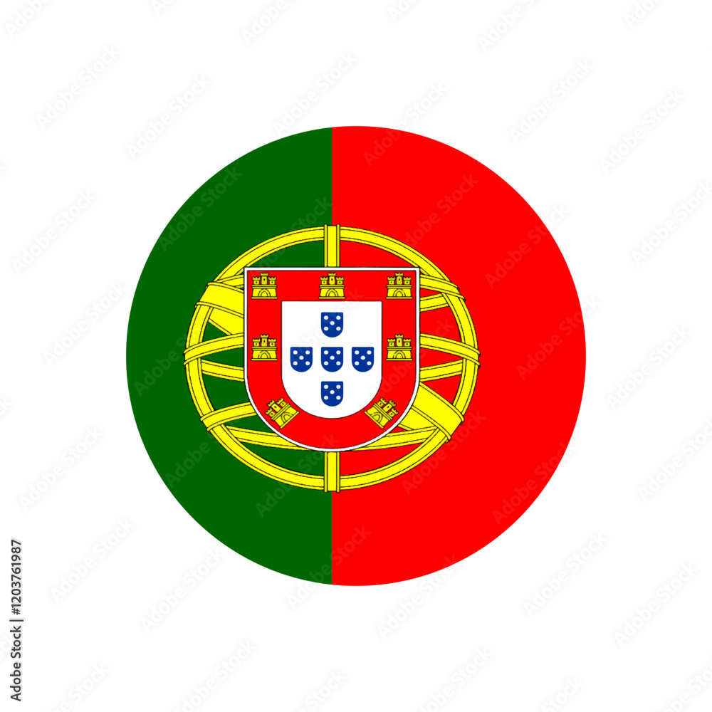 Round portugal flag vector icon isolated, portugal flag button Round portugal flag vector icon isolated, portugal flag button
