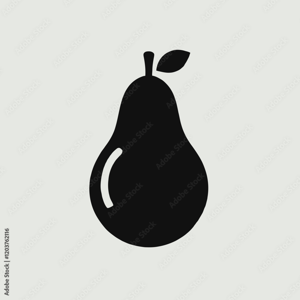Pear silhouette in black on a white background Pear silhouette in black on a white background