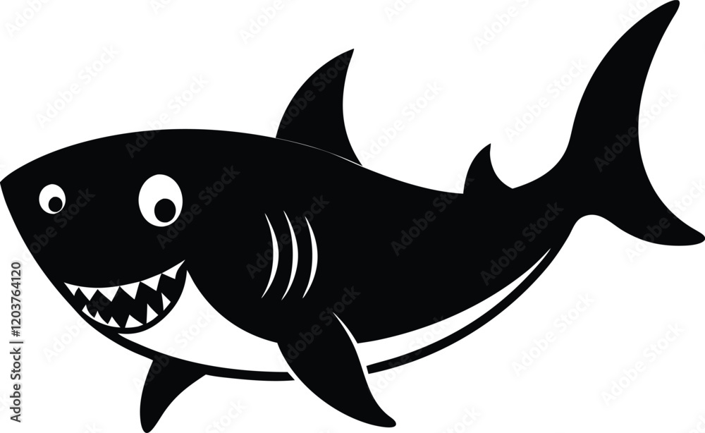 Fototapeta premium A cute baby Shark silhouette illustration
