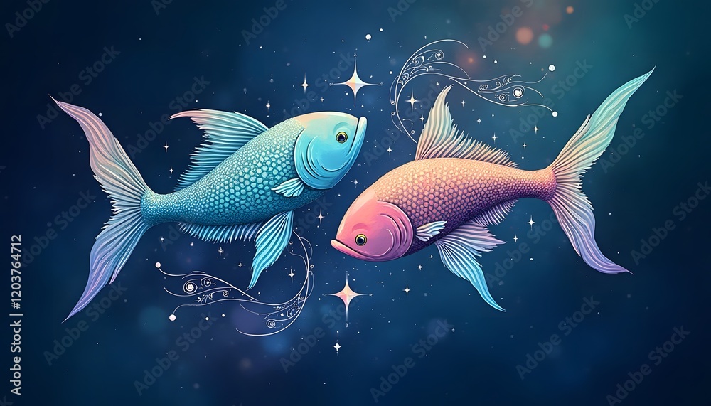 Celestial Pisces: A Dreamy Zodiac Illustration Celestial Pisces: A Dreamy Zodiac Illustration