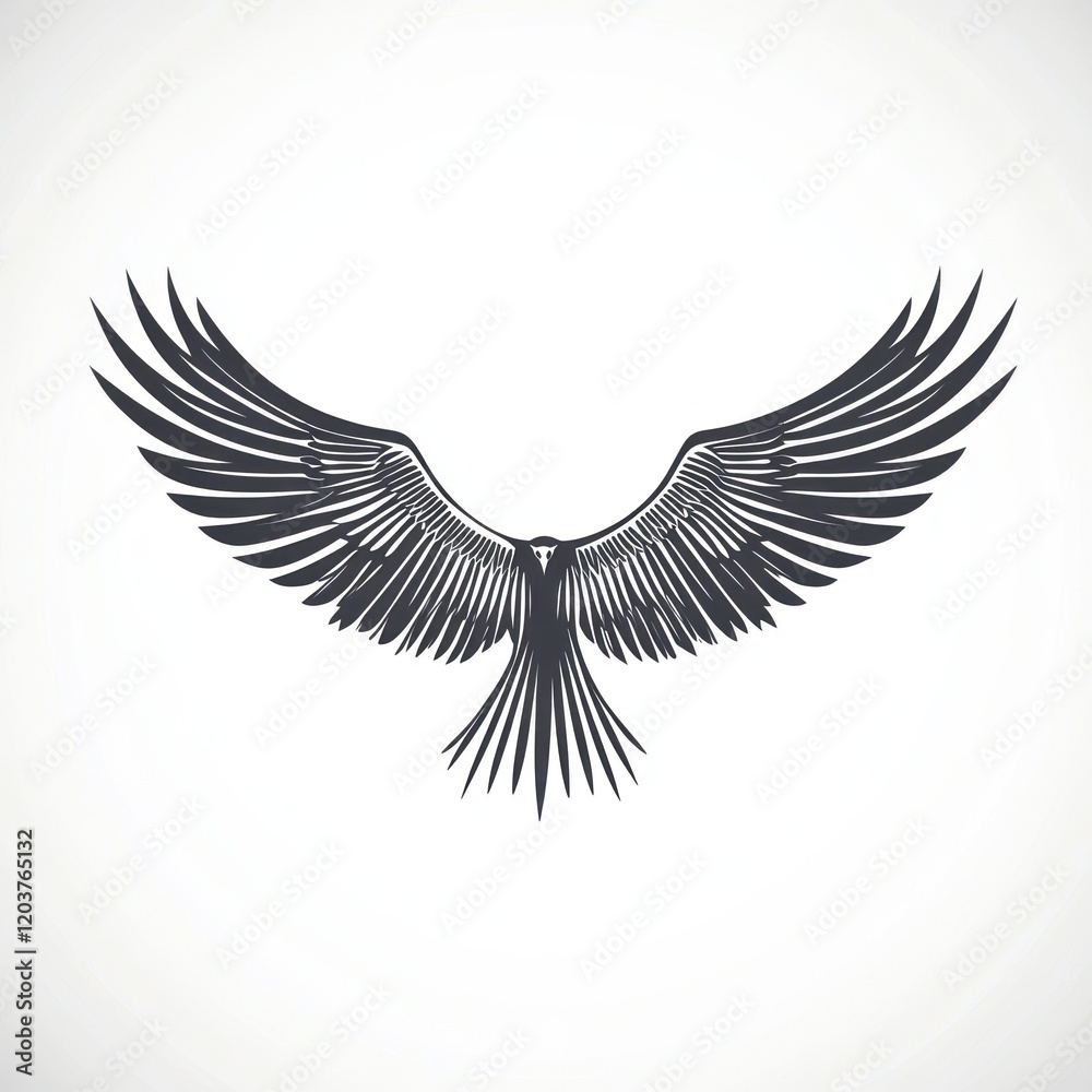 Obraz premium Eagle in flight, graphic design, white background, vector art, for logo