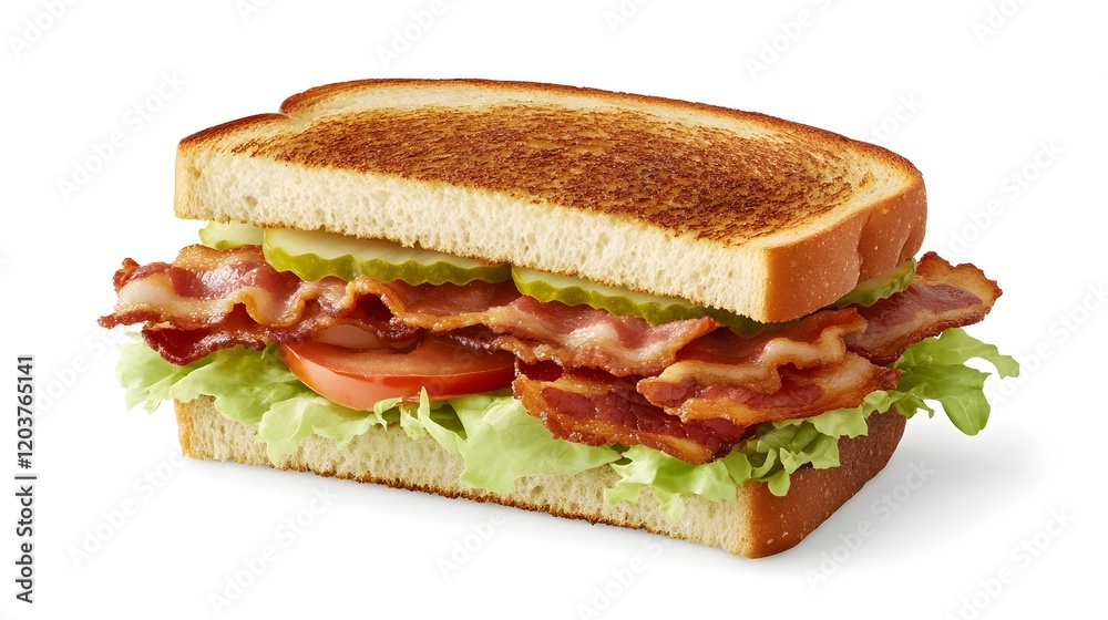 A classic BLT sandwich with crispy bacon lettuce and tomato on toasted bread. A classic BLT sandwich with crispy bacon lettuce and tomato on toasted bread.