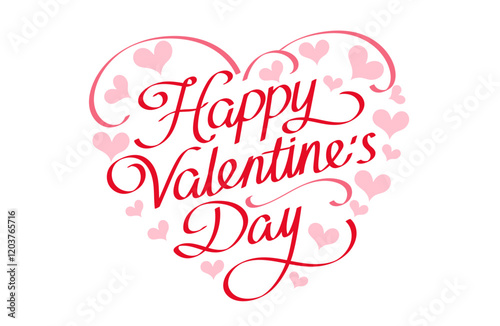 Happy valentines day greeting card. Calligraphic design for print cards, banner, poster hand drawn text lettering for valentines day with hearts shape vector illustration isolated on white background.