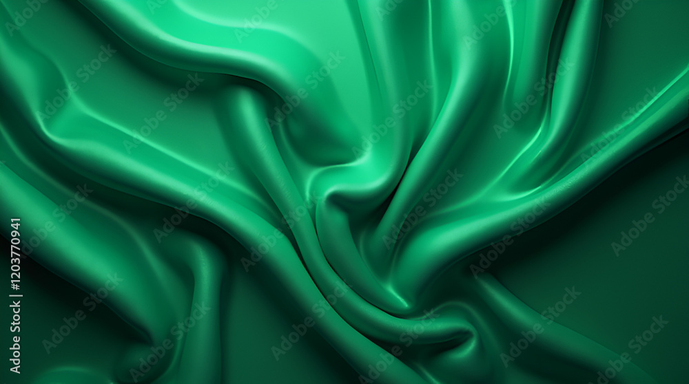 Obraz premium shiny satin texture in emerald green with soft reflections