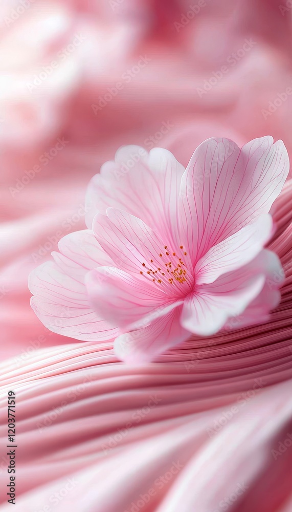 A delicate pink flower rests on soft, flowing fabric, creating an elegant and serene visual harmony. A delicate pink flower rests on soft, flowing fabric, creating an elegant and serene visual harmony.
