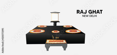 Raj Ghat new Delhi vector illustration on white isolated