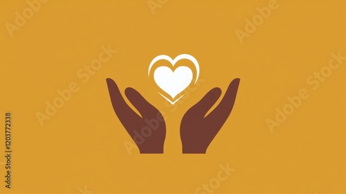 Loving Hands Holding Heart Minimalist Graphic Design.