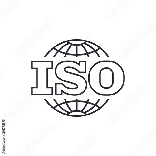 ISO line icon. Simple outline style. Certified, certificate, mark, quality, symbol, management, stamp, standard, approved concept. Vector illustration isolated. SVG