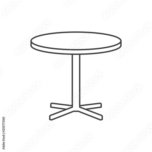 Circle table icon. Simple outline style. Round, pictogram, furniture, office, sign, conference, meeting, web, symbol, interior concept. Vector design illustration isolated. SVG