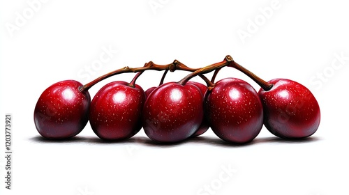 A jujube clipart, rare fruit, digital painting, red and brown, isolated on white background photo