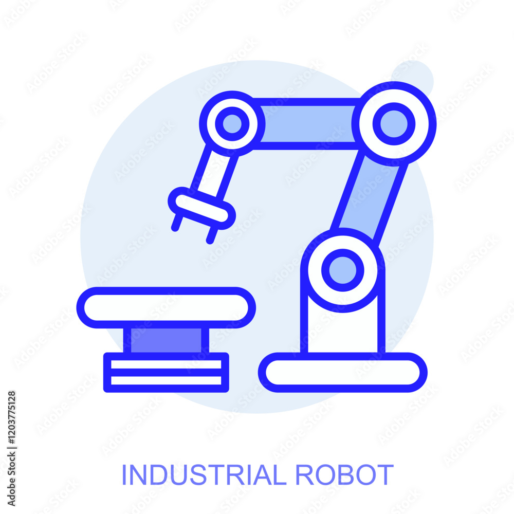 Industrial web icon in line style for web and mobile app. Symbol of a Industrial Robot. Vector illustration Industrial web icon in line style for web and mobile app. Symbol of a Industrial Robot. Vector illustration