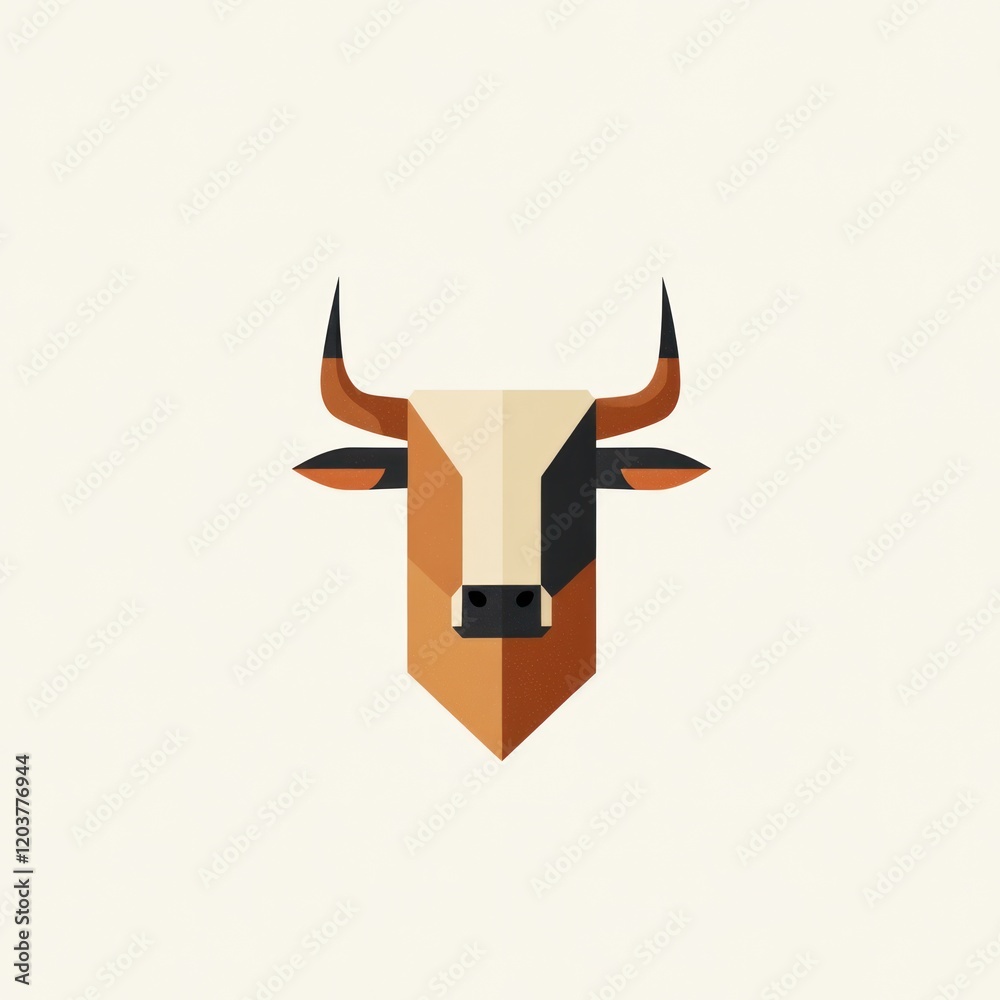 Geometric bull head, simple, flat design, vector art, illustration Geometric bull head, simple, flat design, vector art, illustration
