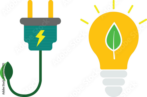 Renewable energy. Eco Friendly Green Energy Ecosystem Ecology sustainable development concept on white background. Green Energy  photo