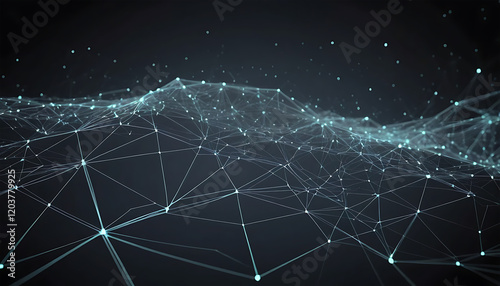 Abstract Network Data Visualization Blue Nodes Dark Background