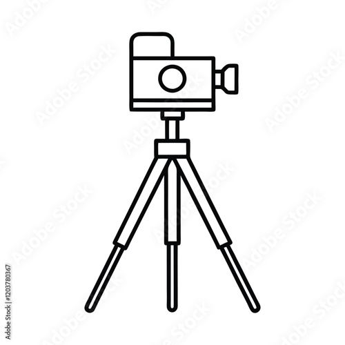 photo camera and tripod isolated on white  