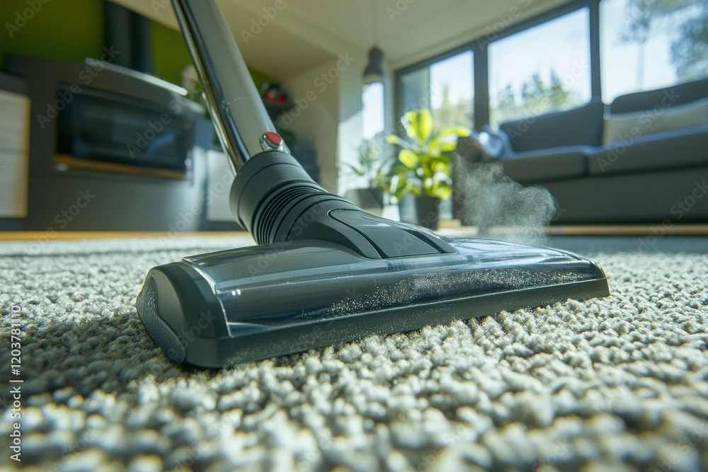 Close-Up of Vacuum Cleaner Head on Cozy Carpet Close-Up of Vacuum Cleaner Head on Cozy Carpet