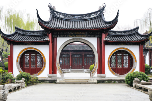 An ancient Chinese mansion with a wealthy status photo