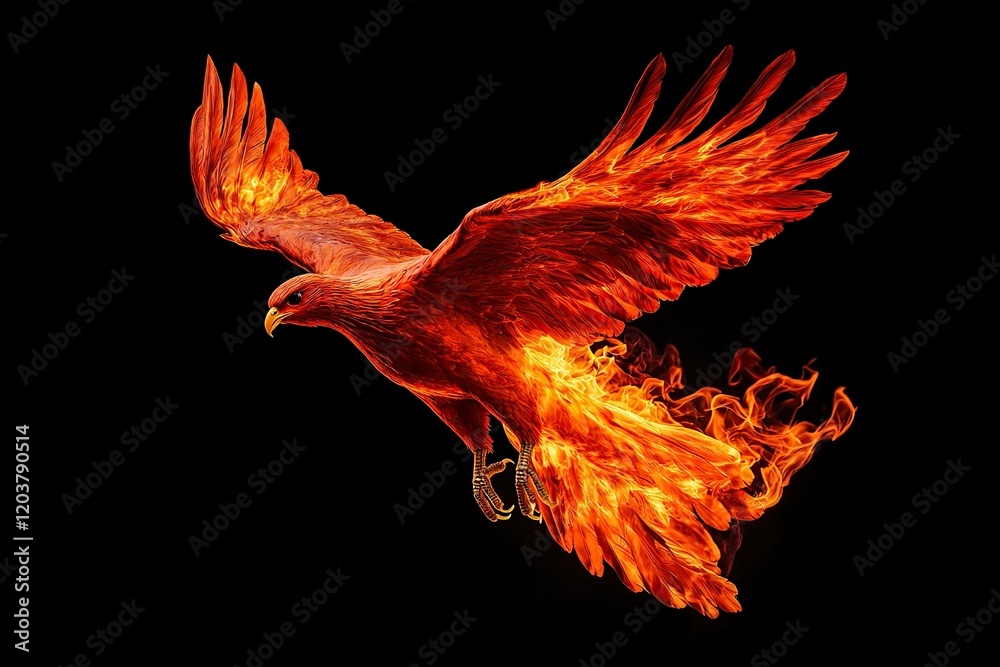 A majestic phoenix spreads its fiery wings against a dark background, symbolizing rebirth and transformation. A majestic phoenix spreads its fiery wings against a dark background, symbolizing rebirth and transformation.