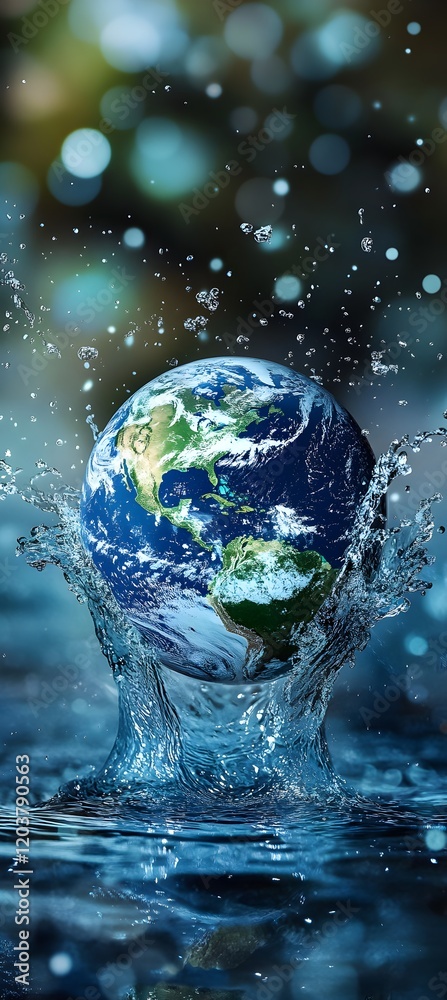 A small globe is floating in a body of water A small globe is floating in a body of water