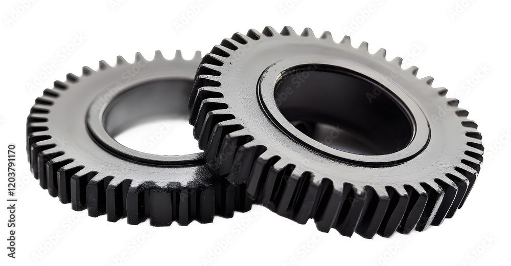 Close-up of gear wheels on a transparent background. isolated background. Close-up of gear wheels on a transparent background. isolated background.