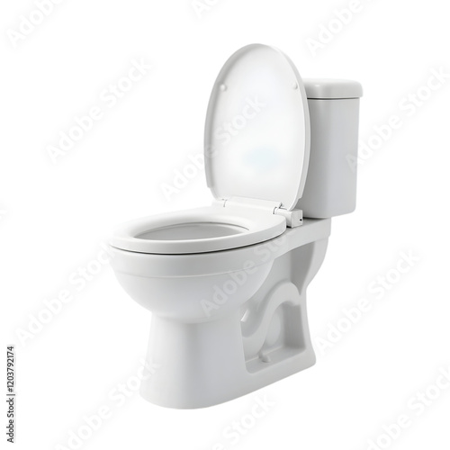 Toilet Paper Roll on a White Toilet Bowl