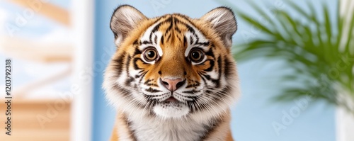 Stunning Tiger Portrait Captivating Eyes and Intricate Fur Patterns A close-up showcasing the sharp features, powerful gaze, and majestic beauty of a young tiger This high-resolution image is perfect photo