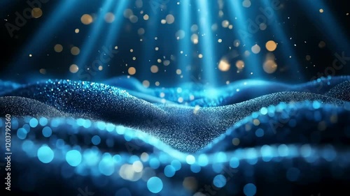 Mesmerizing blue light waves and particle dynamics in motion