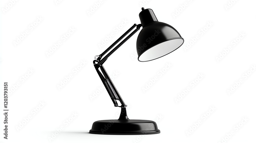 A desk lamp with an adjustable arm, photorealistic, matte black, isolated on white background A desk lamp with an adjustable arm, photorealistic, matte black, isolated on white background