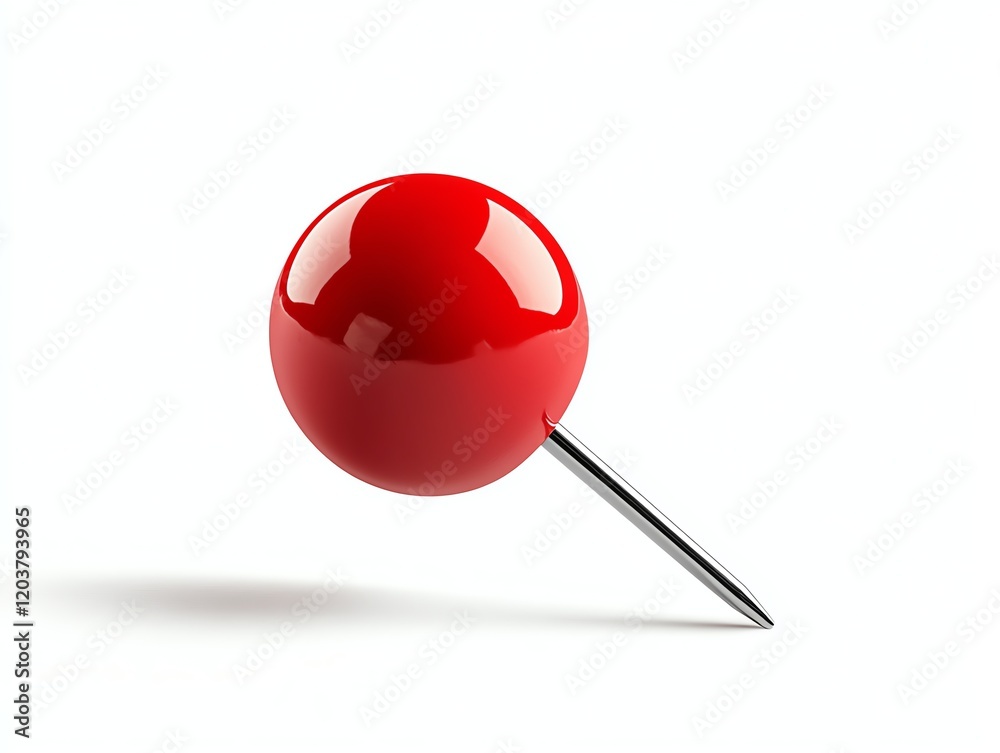 A push pin in a vibrant red color, photorealistic, isolated on white background A push pin in a vibrant red color, photorealistic, isolated on white background