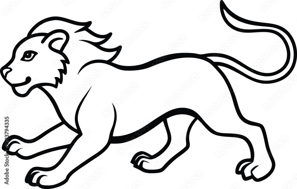 Obraz premium Coloring book a Lion runs faster line art